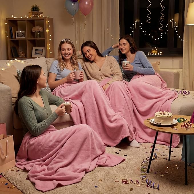 Shimeyao 24 Packs Fleece Throw Blanket Soft Warm Lightweight Fleece Blanket Cozy Throw Bulk for Home Bed Couch Sofa Office Wedding Gifts Suitable for Seasons, 50 x 60 Inches(Cherry Blossom Pink)