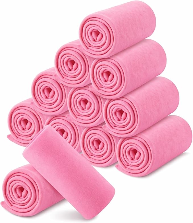Newwiee 12 Pcs Fleece Throw Blankets Bulk 50'' x 60'' Oeko-tex Standard 100 Certified Spring Outdoor Wedding Guest Blankets Lightweight for Sleepover Donation Lap Pet Sofa Home (Pink)