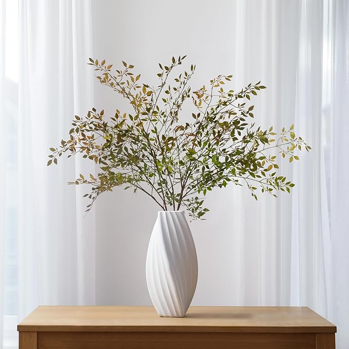 Fake Plants Eucalyptus Stems,Plastics Ficus Stems for Vase Artificial Plants,Greenery Stems for Vase Faux Plants Indoor,43.3" Faux Greenery Indoor Vase Fillers for Home Decor(3Pcs Orange)