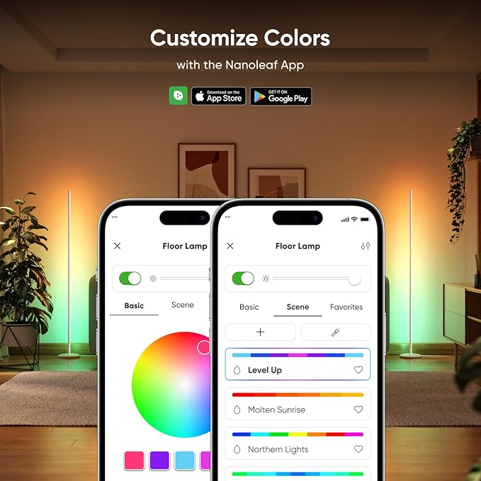 Nanoleaf Matter Smart Floor Lamp, LED Standing Lamps Work with Alexa, Music Sync Corner Lamp,16 Million Colors, 1700lm RGBTW Floor Lamp with Voice Control for Living Room, Ambient Lighting, White