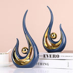 XMGZQ 2pcs Navy Blue Gold Modern Abstract Art Statue Table Decoration,Elegantes Ceramic Statue for Home Décor Accent,Mantel,Bookshelf,Centerpiece Table Decorations for Dining Room,adornos para sala