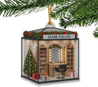 Personalized Hair Salon Christmas Ornament, Custom Acrylic Flat Ornament, Holiday Tree Decor, Gift for Hairdresser, Hairstylist & Beautician