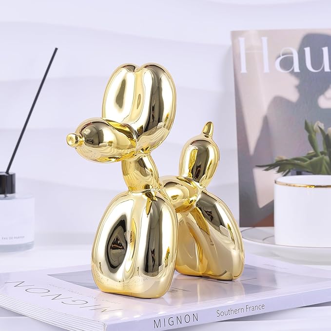 Balloon Dog Sculpture Modern Home Decor Collectible Figurines Funky Statues for Bedroom Trendy Animal Decor for Coffee Table Living Room Decor Art Resin Decor Office Standing Desk Decor