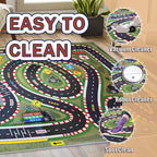 Kids Rug,Children's Room Rug,Road Race Play Rugs, Rail City Living Rugs, Washable Non-Slip Play Mats. (Green, 47x71in)