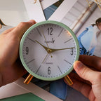 4 inches Super Silent Alarm Clock, Cream Green Beep Wake Round Alarm Clock with Night Light,Battery Operated,Easy Set Entry Lux Stylefor Desk, Bedroom and Home Decoration