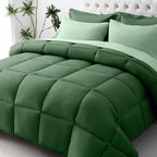 JOLLYVOGUE Twin XL Comforter Set, Ultra-Soft Bed in a Bag Twin XL Size 5 Pieces, Oeko-TEX Certified Bedding Set with Down Alternative Comforter, Sheets, Pillowcases & Shams, Dark Green & Light Green