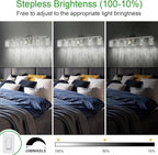 SineRise 6-Light Brushed Nickel Vanity Light with 3 Color Modes (3000K/4000K/6000K), Eye Protection LED Bathroom Light Fixture, Dimmable Modern Wall Light Over Mirror with Clear Glass Shade