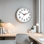 Wall Clock Modern Battery Operated 10 Inch Simpel Silent Non Ticking Decorative for Kitchen Office Outdoor Bedroom Living Room School Classroom(Silver)