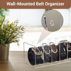 Acrylic Belt Organizer for Closet - 7 Compartments With Dust Cover Transparent Storage Holder | Display Case for Makeup, Jewelry, Watches, Bow Tie, & Bracelets | Multipurpose Clear Containers