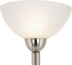 Possini Euro Design Alexei Modern Torchiere Floor Lamp Tree 3-Light Gooseneck Arm 72" Tall Brushed Nickel White Crackle Glass Pole Dimmer Living Room Reading House Bedroom Home Office
