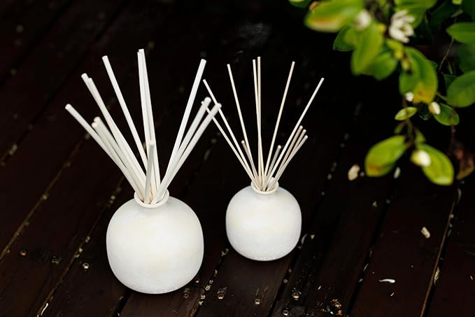 Blueme Focus Diffuser | Eucalyptus & Lime | 5.92 Fl Oz - Refillable Wellness Diffuser, Contains Essential Oil, Sustainable, Hand Finished, Premium, Luxury Ceramic, Natural Rattan Reeds, | Small