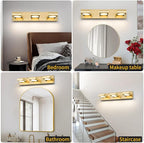 OKELI 3-Light LED Bathroom Vanity Light Fixtures, Gold Modern Bathroom Wall Lighting Fixtures Over Mirror (3CCT, 3000K-6000K)
