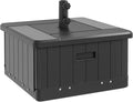 Outsunny 3-in-1 Outdoor Umbrella Base, Coffee End Table, Planter Box with Drain Hole, 175 lbs. Capacity Heavy Duty Fillable Patio Umbrella Stand Table with Wheels and Handles for Deck, Poolside, Black