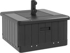 Outsunny 3-in-1 Outdoor Umbrella Base, Coffee End Table, Planter Box with Drain Hole, 175 lbs. Capacity Heavy Duty Fillable Patio Umbrella Stand Table with Wheels and Handles for Deck, Poolside, Black