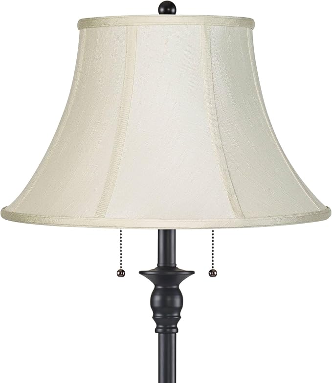 360 Lighting Dyna 58" High Black and Creme 2-Light Floor Lamp