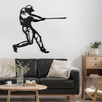 SIGNLEADER Metal Wall Art Decor - Baseball Batter Sport Minimalist Modern Abstract Wall Sculpture Hanging Home Decoration for Living Room, Bedroom, Bathroom, Kitchen, Studio, Outdoor - 18" Black