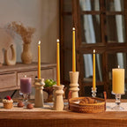 New Burning Formula Unscented Dripless 10-Inch Taper Candles Set of 12 - Lemon, for Wedding, Dinner - Smokeless, Long Burning - Hand Poured, Colored Tall Candlesticks - Limón