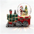 Christmas Snow Globe with Light up and Musical Snowflakes Holiday Decoration, 5.9 Inch Height Santa Claus Train Resin Snowglobe, Christmas Holiday Indoor Decor.