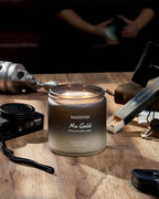 M&SENSE Smoked Leather Scented Men Jar Candle, 11.6oz 2 Wick Large Natural Soy Candle 70 Hours Long Lasting, Highly Scented Home Decor Candle for Men