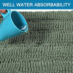 H.VERSAILTEX Bathroom Rugs Bath Rug Set 2 Piece Bathroom Contour Rug Toilet Mat Non Slip Contour Bath Rug Ultra Thick Water Absorbent Striped Bath Mats Washable(20" x 32" Plus 20" x 20" U, Green Bay)