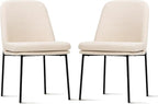 Dining Chairs Set of 2, Modern Dining Chairs, Fabric Upholstered Dining Chairs, Kitchen Chairs with Curved Back and Metal Legs for Dining Room Kitchen Restaurant, Beige