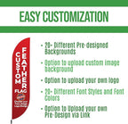 Custom Feather Flag(11.5x2.5FT) by BCB Print for Business Outdoor | Optional 15 FT Pole & Ground Spike | DIY Swooper Flag Banner | HD Printed Custom Sign | Express Dispatch & Ship | Made in USA
