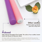 10-Inch Tall Dripless Advent Candles Set of 12, Tapered Candles, Perfect for Christmas - Smokeless, Unscented, Long Burning - Hand Poured, Colored Tall Candlesticks - Pink and Purple