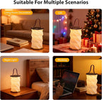 Portable Foldable Table Lamp with USB Rechargeable Battery, 3-Level Dimmable Touch Control Night Light, Folding Paper Lantern Light for Home Office Bedroom Reading (Black)