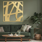 SIGNLEADER Metal Wall Art Decor Mid Century Abstract Lines Minimalist Modern Abstract Wall Sculpture Hangings Home Decoration for Living Room, Bedroom, Bathroom, Kitchen, Outdoor - 36" Gold