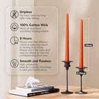 10-Inch Tall Dripless Taper Candles Set of 4 - Orange Tapered Candles, Perfect for Halloween,Fall - Smokeless, Unscented, Long Burning - Hand Poured, Colored Tall Candlesticks - Thanksgiving