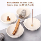 Incense Holder for Sticks Cones Sage Palo Santo 4 in 1 Incense Stick Burner Holder with Ash Catcher Modern Ceramic Incense Burner Bowl for Home Cleansing Meditation