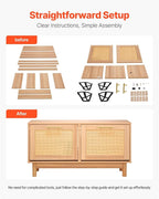 VEVOR Rattan Shoe Storage Bench, Entryway Bench with 2 Flip Drawers, Holds up to 300 lbs with 4 Compartments and 2 Rattan Doors, 39.4 x 11.8 x 20.9 Inches for Hallway, Living Room, Bedroom