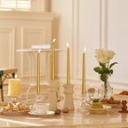 10-Inch Tall Dripless Taper Candles Set of 4 - Gold Tapered Candles, Perfect for Wedding,Christmas - Smokeless, Unscented, Long Burning - Hand Poured, Colored Tall Candlesticks - doradas