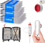 9 Pack Travel Vacuum Storage Bags with USB Pump, Carry-on Size Travel Compression Bags for Clothes and Clothing, Space Saver Vacuum Storage Packing for Luggage