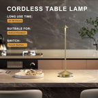 2-Pack 6000mAh Rechargeable Led Table Lamp Cordless,3000K-6000K Stepless Dimming Touch Lamps with Memory Function,IP54 Waterproof Aluminum Table Light for Outdoor/Bars/Restaurant/Patio(Gold)