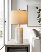 PoKat 23'' Bedside Table Lamp for Bedroom Nightstands, Birthday Gifts for Women Mom, House Warming Gifts New Home Decor, Ceramic Lamp for Living Room, White Modern Bedroom Lamp