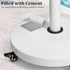 Patio Umbrella Base with 4 Wheels, 55lbs Round Heavy Duty Concrete Stand for Outdoor Market Umbrella, White