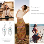 Dream Catcher Earrings for Women 925 Sterling Silver Western Earrings Dream Catcher Dangle Cowgirl Earrings Bohe Jewelry Gifts for Women