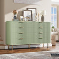 GarveeHome 8 Drawer Dresser for Bedroom, Fluted 55 in Wide Modern Chest of Drawers with Deep Drawers, Wooden Dresser Organizer for Living Room, Hallway, Kids Room, Green