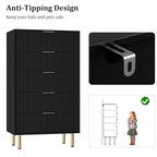 GarveeHome 5 Drawers Dresser for Bedroom, Fluted Dresser Chest of Drawers with Handle, Wood Modern Dressers for Closet, Bedroom Furniture Storage Organizer for Living Room, Hallway