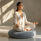 Codi Meditation Cushions Set of 2 – Large Round Floor Pillows for Adults with Removable Washable Cover, Soft and Supportive Floor Cushion for Yoga, Seating and Dog Bed, 32 inch - Grey