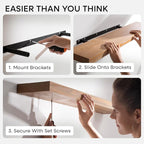 Homeforia 24 inch Golden Oak Floating Shelf, High End Solid Real Wood 24inch Small Floating Shelves for Wall Mounted, Oak Wooden 24in Floating Shelves, Heavy Duty Bracket, 24 X 6.5 X 1.75 in, Set of 2