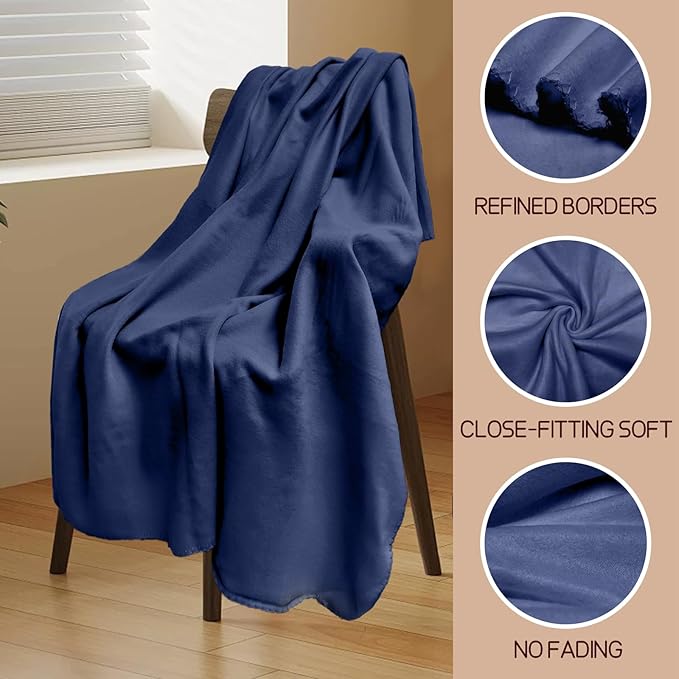24 Pcs Fleece Blankets Bulk 60 x 50 in, Throw Blankets in Bulk for Wedding Bed Couch Outdoor Use Homeless (Blue)