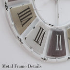 Distressed Metal Wall Clock 24 Inch, Industrial Vintage Roman Numerals, Weathered Iron Frame Farmhouse Office Cafe Decor