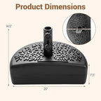 Tangkuls 55 LBS Half Round Umbrella Base, Water & Sand Fillable Heavy Duty Umbrella Weight for 1.57” & 1.91” Poles, Patio Umbrella Base for Deck Lawn Poolside, Textured (55, Pounds)