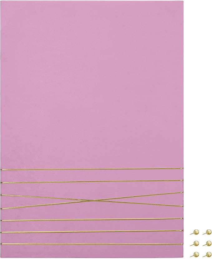 Navaris Fabric Memo Bulletin Board - 20" x 28" Velvet Memory Board for Wall to Display Photo Collages, Pictures, Notes - Includes 6 Push Pins - Lavender
