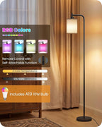RGB Floor Lamp for Living Room with Remote and Foot Switch, Modern Standing, Dimmable Corner Lamp,10W Bulb 3 Color Temperatures, for Bedroom, Office, Corner, ETL Listed, White RCW19LD05