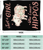 Hippo Blanket for Girls Women Just A Girl Who Loves Hippos Gifts Throw Blanket Lightweight Fuzzy Cozy Plush Flannel Fleece Blankets for Bed Decor 60"x80"