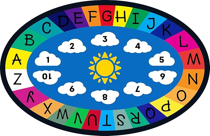 Genki - Kids Rugs for Playroom - ABC Learning Area Rug for Play Room, Classroom, Kindergarten, and Preschool - Kid Alphabet Educational Carpet for Childrens and Toddler Mat - Non Slip | 3'3"x4'11"