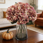Kimura's Cabin 6pcs Fake Hydrangea Flowers Vintage Artificial Silk Hydrangeas Bouquets Faux Hydrangea with Stems for Autumn Wedding Party Home Garden Table Center Decoration (Pink Purple)